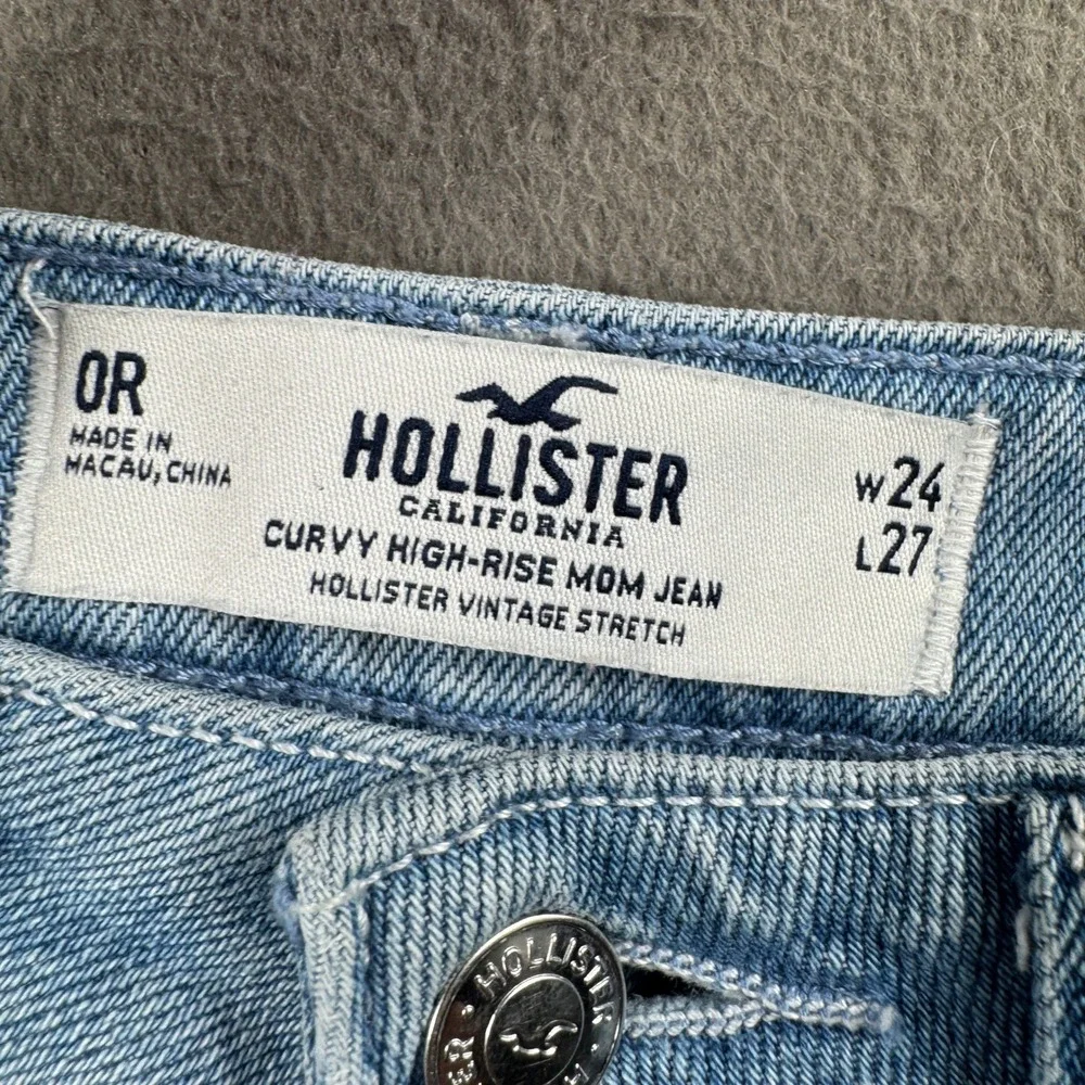 Hollister Curvy High Rise Mom Jeans Womens 0R W24 Colorblock Patchwork Raw Hem